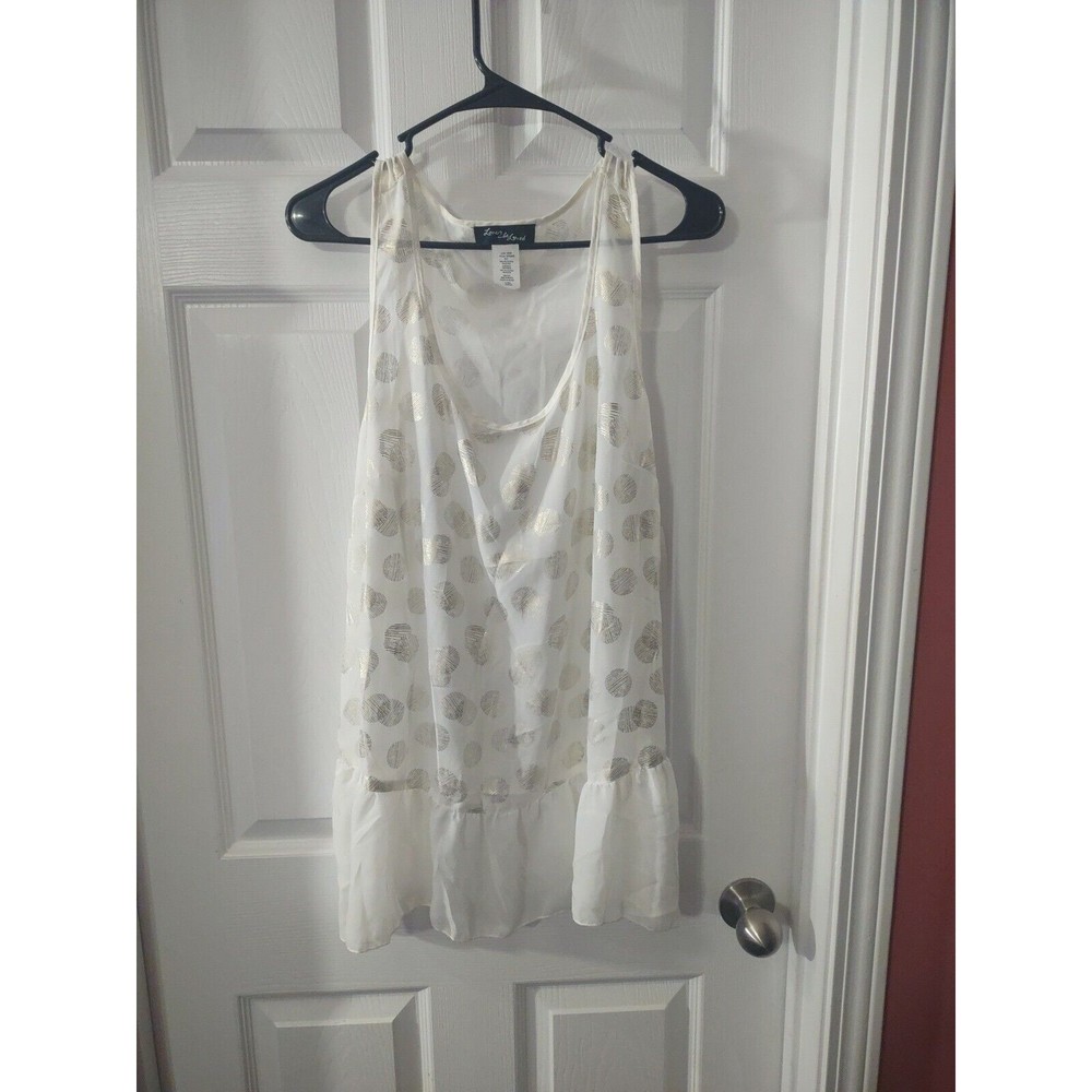 Love 2 Be Loved Blouse Size XL Creme And Gold Sleeveless Sheer